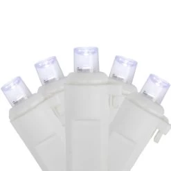 50ct White LED Wide Angle Christmas String Lights, 16.25ft White Wire