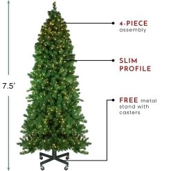 7.5' Pre-Lit Slim Olympia Pine Artificial Christmas Tree - Warm White Lights -Christmas Decoration Store northlight nl03216 thumbnail 1 00617.1667536402