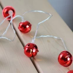 8 Battery Operated Red LED Jingle Bell Christmas Lights - Clear Wire -Christmas Decoration Store northlight pw2091061 3 16527.1667654582