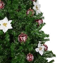 6' Green And Red Musical Lighted Snowing Artificial Christmas Tree, White LED Lights -Christmas Decoration Store northlight r92477 2 75822.1668612053