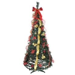 6' Pre-Lit Red And Gold Pre-Decorated Pop-Up Artificial Christmas Tree