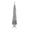 6' Pre-Lit Silver And Blue Pre-Decorated Pop-Up Artificial Christmas Tree