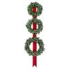 Set Of 3 Pre-Lit B/O Flocked Wreaths On Red Ribbon Christmas Decoration, 6.5'