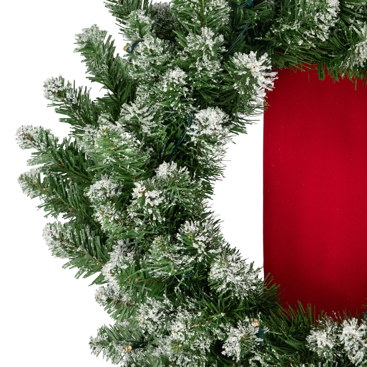 Set Of 3 Pre-Lit B/O Flocked Wreaths On Red Ribbon Christmas Decoration, 6.5' 5 Set Of 3 Pre-Lit B/O Flocked Wreaths On Red Ribbon Christmas Decoration, 6.5' - Image 3