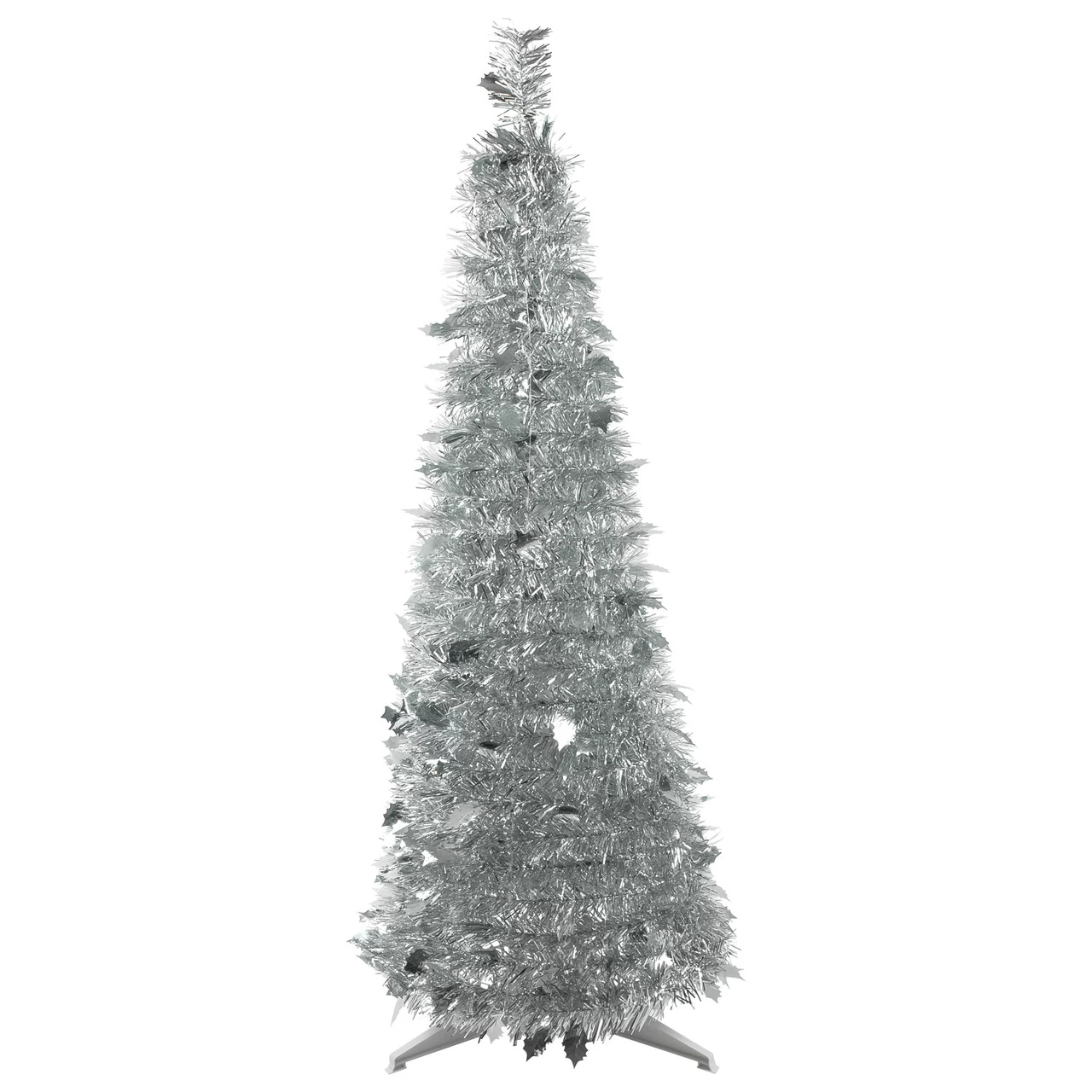 4' Silver Tinsel Pop-Up Artificial Christmas Tree, Unlit 3 4' Silver Tinsel Pop-Up Artificial Christmas Tree, Unlit