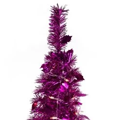 4' Pre-Lit Pink Tinsel Pop-Up Artificial Christmas Tree, Clear Lights -Christmas Decoration Store northlight sm92150 3 17801.1667535848