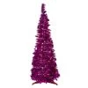 6' Pre-Lit Pink Tinsel Pop-Up Artificial Christmas Tree, Clear Lights