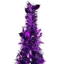 6' Pre-Lit Purple Tinsel Pop-Up Artificial Christmas Tree, Clear Lights -Christmas Decoration Store northlight sm92152 3 21818.1667530305