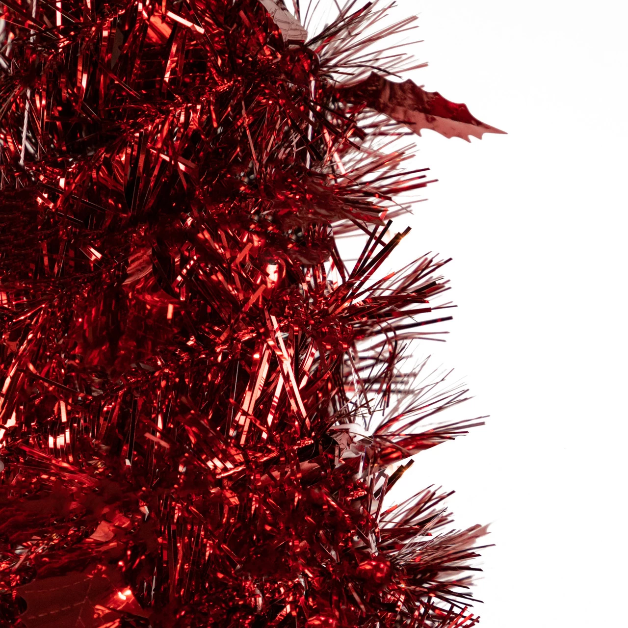 4' Red Tinsel Pop-Up Artificial Christmas Tree, Unlit 5 4' Red Tinsel Pop-Up Artificial Christmas Tree, Unlit - Image 3