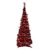 6' Pre-Lit Red Tinsel Pop-Up Artificial Christmas Tree - Clear Lights -Christmas Decoration Store northlight sm92154 09879.1667663012