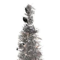 6' Pre-Lit Silver Tinsel Pop-Up Artificial Christmas Tree - Clear Lights -Christmas Decoration Store northlight sm92156 3 86630.1667655552