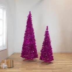 4' Pink Tinsel Pop-Up Artificial Christmas Tree, Unlit -Christmas Decoration Store northlight sm92163 sm92149 11860.1667530288