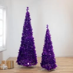 4' Purple Tinsel Pop-Up Artificial Christmas Tree, Unlit -Christmas Decoration Store northlight sm92165 sm9215120copy 72912.1667530285
