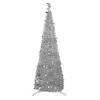 6' Silver Tinsel Pop-Up Artificial Christmas Tree, Unlit