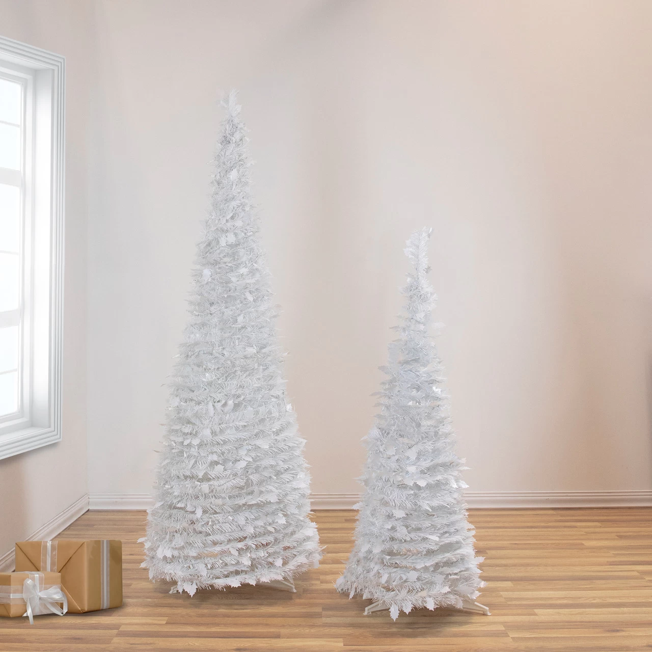 6' White Tinsel Pop-Up Artificial Christmas Tree, Unlit 4 6' White Tinsel Pop-Up Artificial Christmas Tree, Unlit - Image 2