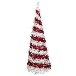 6' Pre-Lit Candy Cane Pop-Up Artificial Christmas Tree, Clear Lights