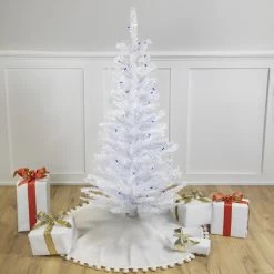 4' Pre-Lit Woodbury White Pine Slim Artificial Christmas Tree, Blue Lights