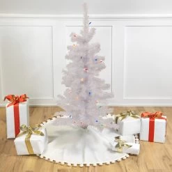 3' Pre-Lit Woodbury White Pine Slim Artificial Christmas Tree, Multi Lights