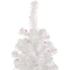 4' Pre-Lit White Pine Slim Artificial Christmas Tree - Pink Lights -Christmas Decoration Store northlight sm92884 whitestand 58917.1667530659