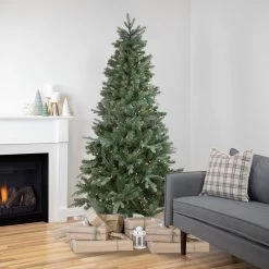 7.5' Pre-Lit Granville Fraser Fir Slim Artificial Christmas Tree, Clear Lights