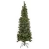 7' Pre-Lit Yorkshire Pine Pencil Artificial Christmas Tree, Clear Lights