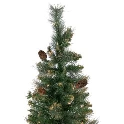 7' Pre-Lit Yorkshire Pine Pencil Artificial Christmas Tree, Clear Lights -Christmas Decoration Store northlight sm92923 2 23546.1667530203
