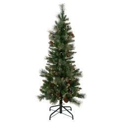 4.5' Pre-Lit Yorkshire Pine Pencil Artificial Christmas Tree, Clear Lights