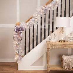 9' X 10" Pre-Lit Vermont White Pine Artificial Christmas Garland, Clear Lights