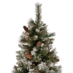 6.5' Pre-lit Snow Valley Pine Artificial Christmas Tree, Clear Lights -Christmas Decoration Store northlight sm92938 3 91338.1667530154