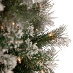 6.5' Pre-lit Snow Valley Pine Artificial Christmas Tree, Clear Lights -Christmas Decoration Store northlight sm92938 4 07205.1667530153