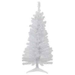 4' Pre-lit Rockport White Pine Artificial Christmas Tree, Green Lights