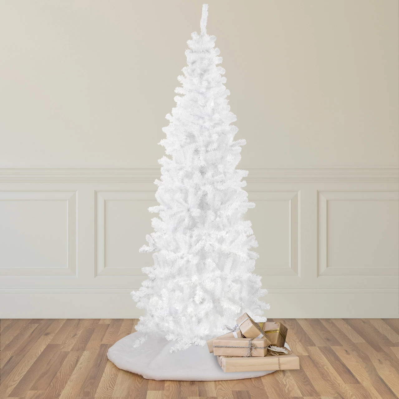 7.5' Pencil White Georgian Pine Artificial Christmas Tree, Unlit 4 7.5' Pencil White Georgian Pine Artificial Christmas Tree, Unlit - Image 2
