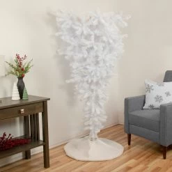 5.5' Upside Down White Spruce Artificial Christmas Tree, Unlit -Christmas Decoration Store northlight sm92975 style 13016.1667530210