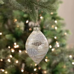 5" Birch Wood And Glitter Pine Cones Glass Finial Christmas Ornament -Christmas Decoration Store northlight tr92589 style 77482.1667533710