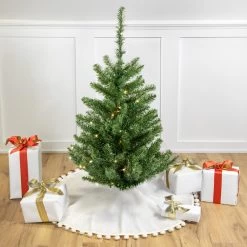 3' Pre-Lit Canadian Pine Artificial Christmas Tree, Clear LED Lights