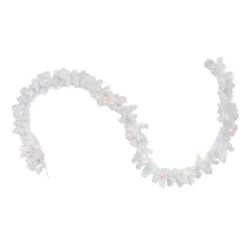 50' X 10" Pre-Lit Commercial Length Snow White Christmas Garland, Clear Lights
