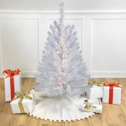 3' Pre-Lit LED Snow White Medium Artificial Christmas Tree - Clear Lights