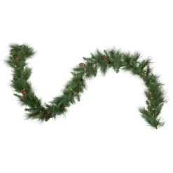 9' X 12" Pre-Lit White Valley Pine Needle Artificial Christmas Garland, Clear Lights