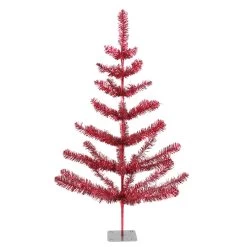 3' Medium Red Tinsel Twig Artificial Christmas Tree, Unlit