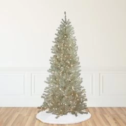 9' Pre-Lit Metallic Platinum Artificial Tinsel Christmas Tree - Clear Lights