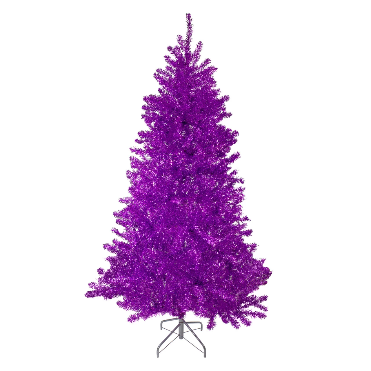 7' Metallic Purple Tinsel Artificial Christmas Tree - Unlit 4 7' Metallic Purple Tinsel Artificial Christmas Tree - Unlit - Image 2