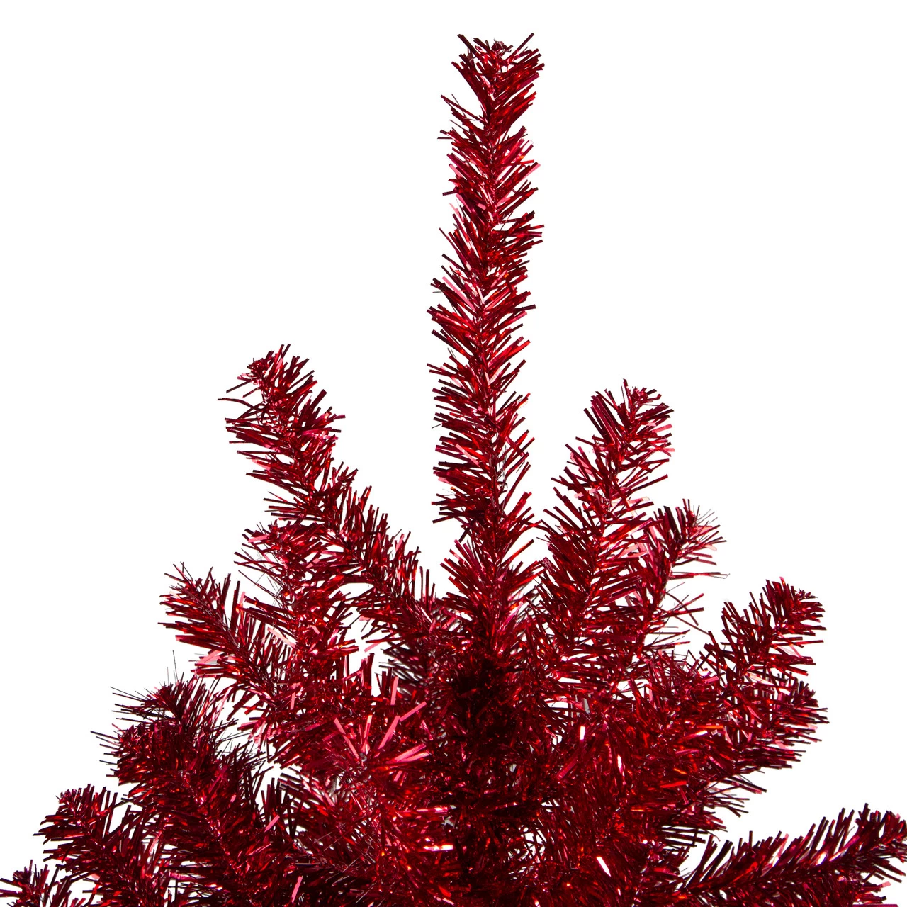 7' Metallic Red Tinsel Artificial Christmas Tree - Unlit 5 7' Metallic Red Tinsel Artificial Christmas Tree - Unlit - Image 3