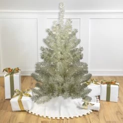 3' Metallic Platinum Artificial Tinsel Christmas Tree - Unlit