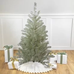 4.5' Metallic Platinum Artificial Tinsel Christmas Tree - Unlit