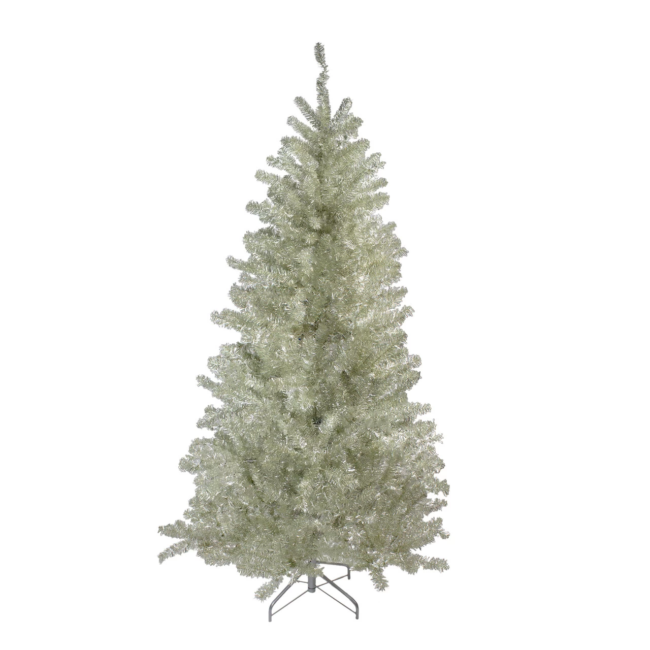 7' Metallic Platinum Artificial Tinsel Christmas Tree - Unlit 3 7' Metallic Platinum Artificial Tinsel Christmas Tree - Unlit