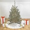 3' Metallic Platinum Artificial Tinsel Christmas Tree - Clear Lights