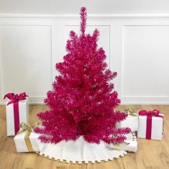 3' Metallic Pink Tinsel Artificial Christmas Tree - Unlit