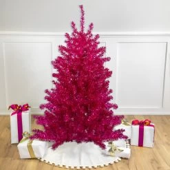 4.5" Metallic Pink Tinsel Artificial Christmas Tree - Unlit