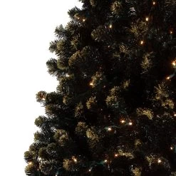 Pre-Lit LED Black Crystal Pine With Gold Glitter Artificial Christmas Tree - 7.5 Ft Clear Lights -Christmas Decoration Store northlight v27364 1 53346.1667573612