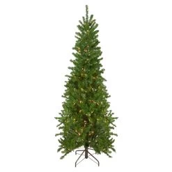 7.5' Pre-Lit Pencil Canadian Pine Artificial Christmas Tree - Clear Lights